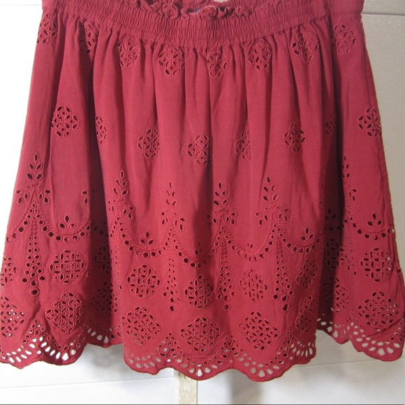 Madewell Dresses & Skirts - NWOT Madewell Dark Red Eyelet Skirt Sz Small
